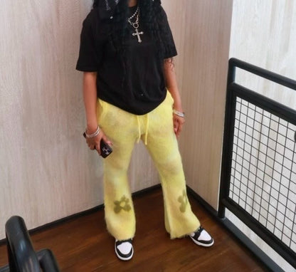 Yellow Mohair Blend Drawstring pants